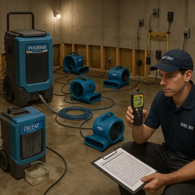 Structural Drying and Dehumidification process in Riverdale, CA